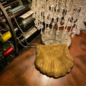 Vintage Golden Beaded Fancy Evening Bag Gold Prom Wedding Purse Tiny Colorifics